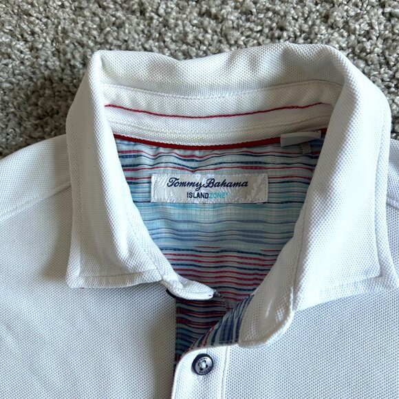 Tommy Bahama Men's Sz Small IslandZone Polo Shirt White American Flag Marlin - Picture 4 of 9